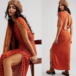 Free People Lakeside Heart Print Midi Dress